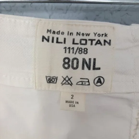 Nili Lotan Paris Pant in Eggshell Drop Crotch Cotton Twill Size 2 Edgy USA Work - Picture 12 of 17